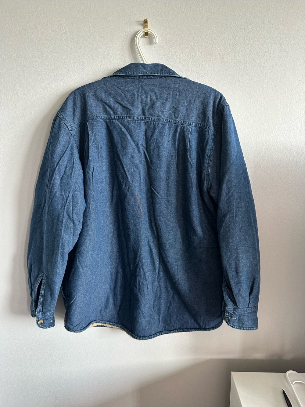 Wrangler Sherpa Lined Denim Shirt Jacket Women’s Medium Blue Snap Front Coat - Picture 5 of 8